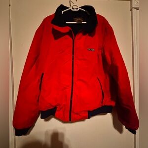 Vintage Eddie Bauer Bomber Jacket Mens XL Red  Made in USA Blue Fleece Lined